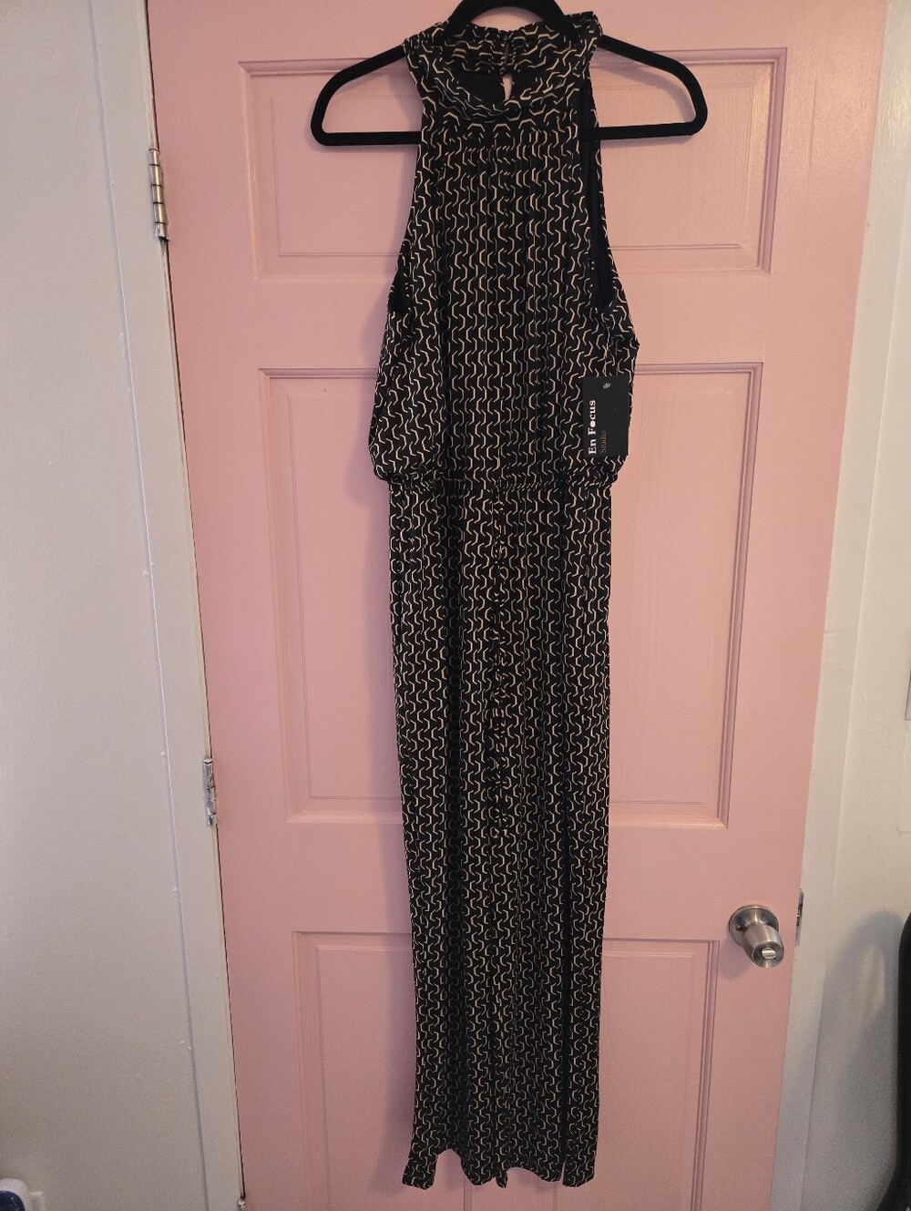Black Patterned Jumpsuit